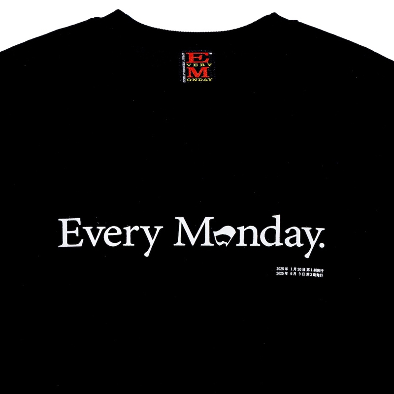 『Ｅｖｅｒｙ　Ｍｏｎｄａｙ』＿ＬＯＧＯクルー第二版＿ＢＬＡＣＫ　Ｍサイズ Mサイズ
