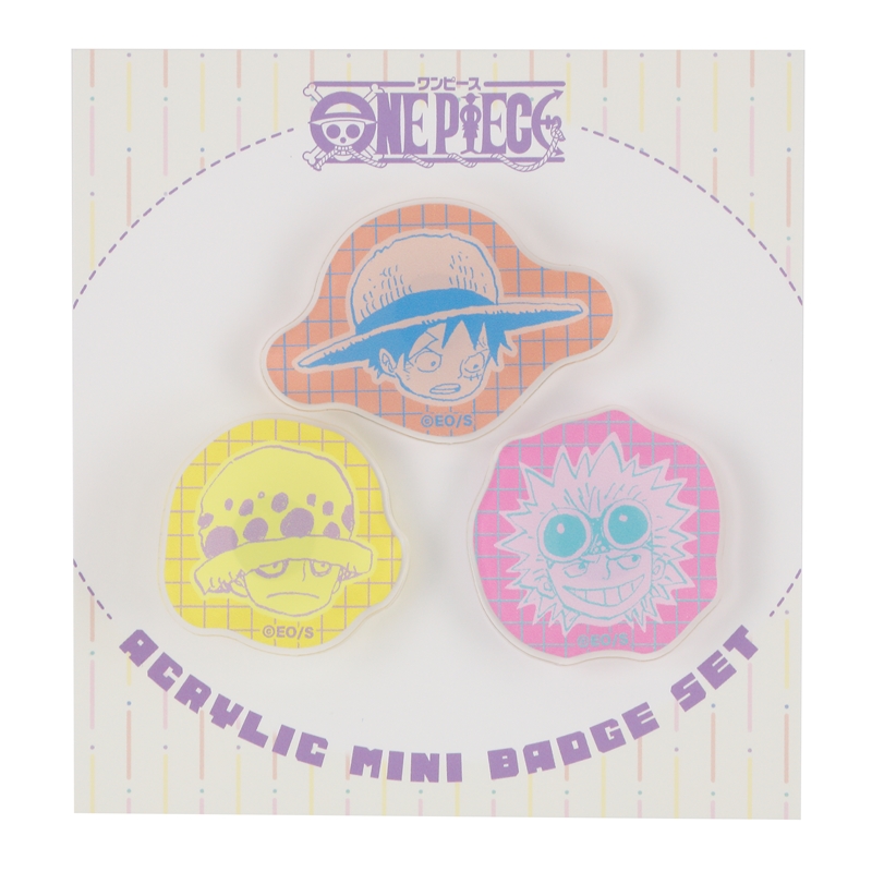 『ＯＮＥ　ＰＩＥＣＥ』アクリルｍｉｎｉバッジ３個セット　（ルフィ＆ロー＆キッド　子供時代Ｖｅｒ．）　ＢＣ３