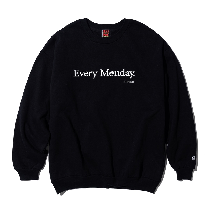 『Ｅｖｅｒｙ　Ｍｏｎｄａｙ』＿ＬＯＧＯクルー第二版＿ＢＬＡＣＫ　Ｍサイズ Mサイズ