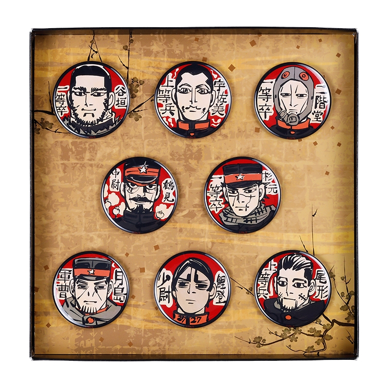 『ゴールデンカムイ』武人缶バッジ　特製ボックス付き全種セット　（全８種入り）　＜ゴールデンカムイ展　札幌＞ＢＣ２