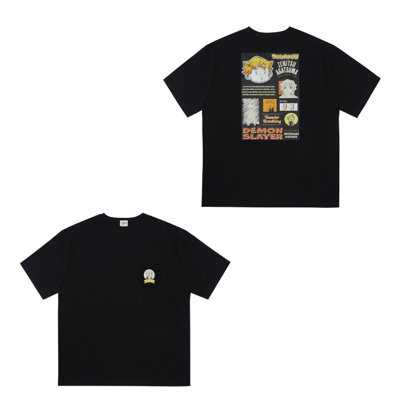 『鬼滅の刃』ポケット付きビッグシルエットTシャツ “HEROES” 我妻善逸 BD3