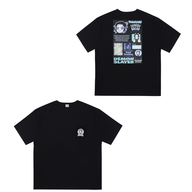 『鬼滅の刃』ポケット付きビッグシルエットTシャツ “HEROES” 胡蝶しのぶ BE1