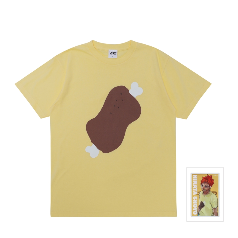 『ハイキュー!!』日向翔陽の「お肉」Tシャツ 日向翔陽サイズ(Mサイズ相当) アクリルバッジ1個付き <ハイキュー!! FAN PARK> BE2